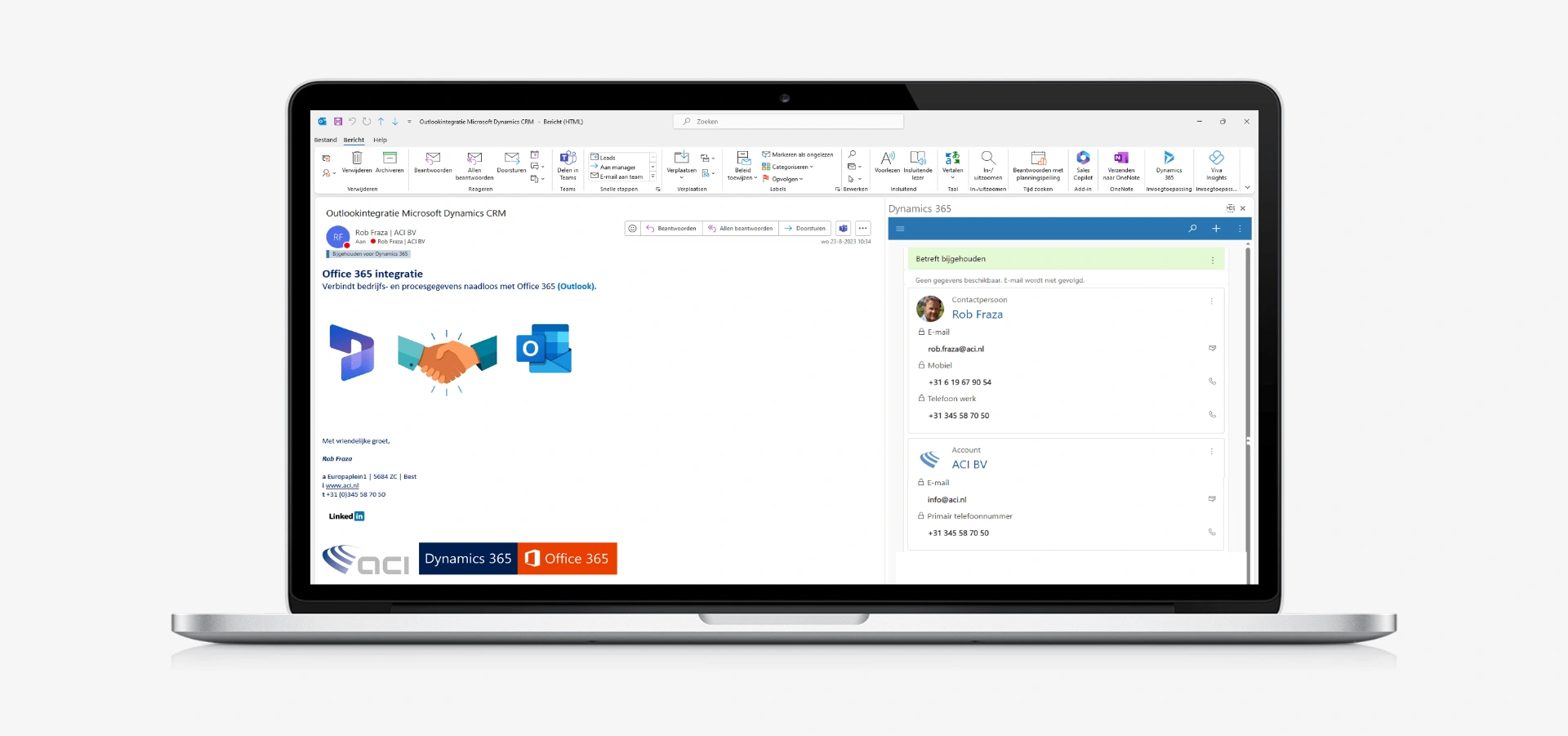 aci microsoft crm voor mkb outlook integratie